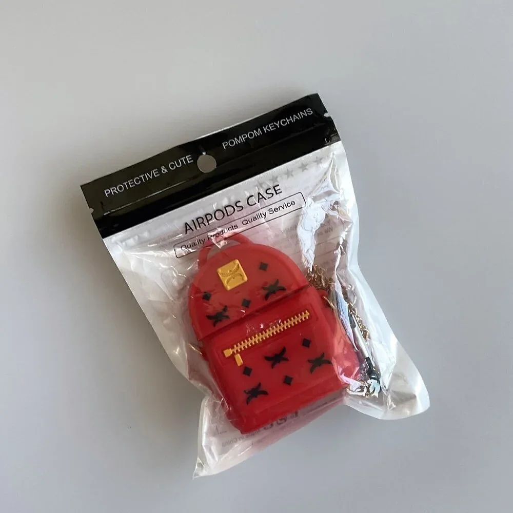 AIRPODS CASE RED BAG METAL CHAIN APPLE AIRPODS 1 & 2